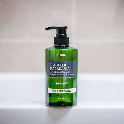KUNDAL TEA TREE&MACADAMIA Pure Natural Balancing Deep Cleansing Shampoo 500ml #YLANG YLANG - Daebak
