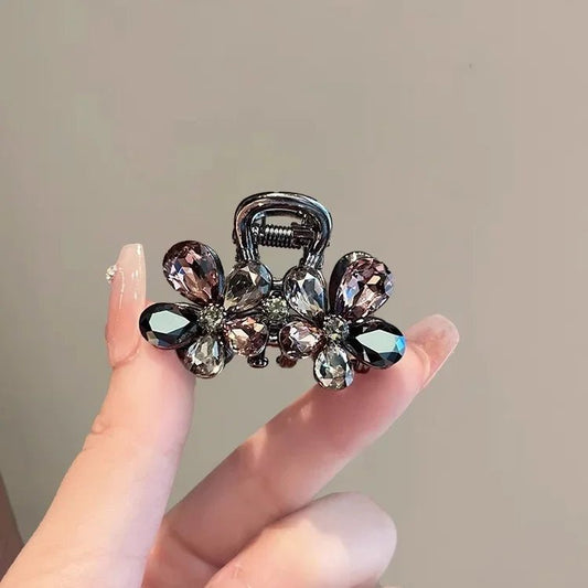 Light Luxury Imitation Crystal Flower Hair Gripper High-end Small Shark Clip Womens Back of Head Hair Clip Korean Style Headwear - Daebak