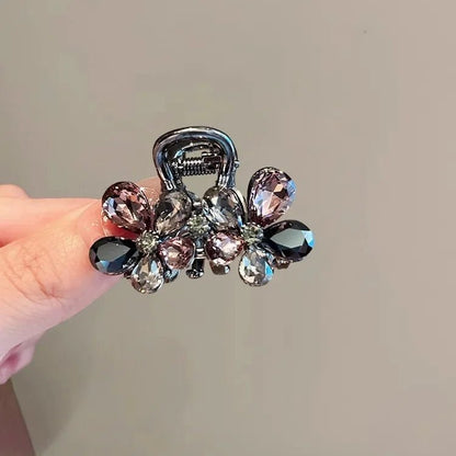 Light Luxury Imitation Crystal Flower Hair Gripper High-end Small Shark Clip Womens Back of Head Hair Clip Korean Style Headwear - Daebak
