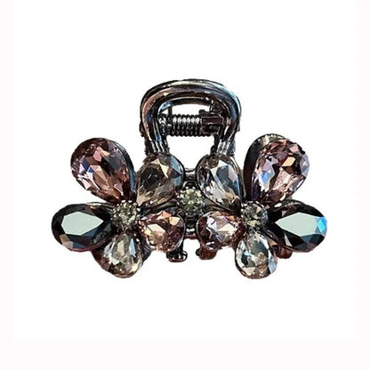 Light Luxury Imitation Crystal Flower Hair Gripper High-end Small Shark Clip Womens Back of Head Hair Clip Korean Style Headwear - Daebak