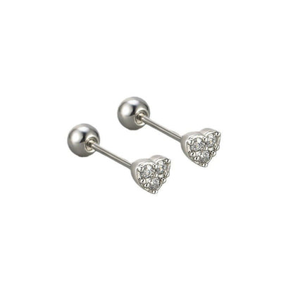 Love Screw Twist Heart-shaped Korean Style Micro Zircon Female Stud Earrings - Daebak
