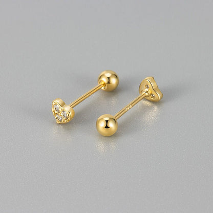 Love Screw Twist Heart-shaped Korean Style Micro Zircon Female Stud Earrings - Daebak