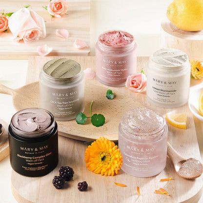 [MARY & MAY] Vegane Calendula-Peptid-Schlafmaske gegen Hautalterung, 110g