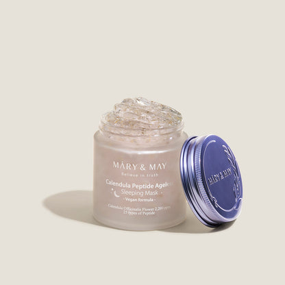 [MARY & MAY] Vegane Calendula-Peptid-Schlafmaske gegen Hautalterung, 110g