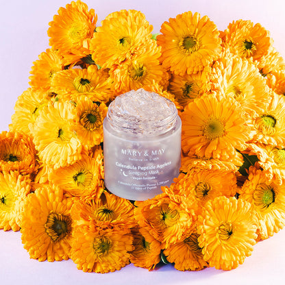 [MARY & MAY] Vegane Calendula-Peptid-Schlafmaske gegen Hautalterung, 110g