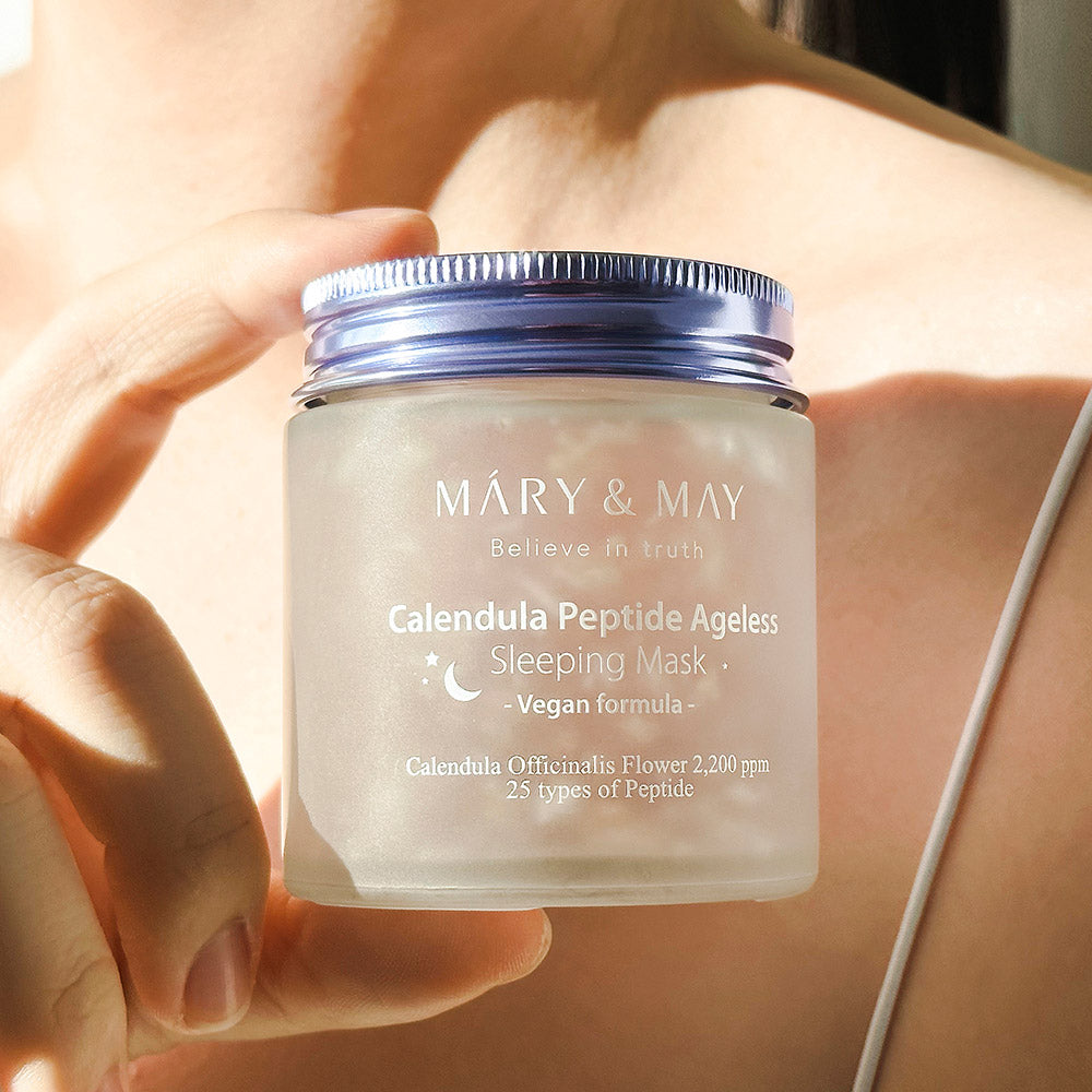 [MARY & MAY] Vegane Calendula-Peptid-Schlafmaske gegen Hautalterung, 110g