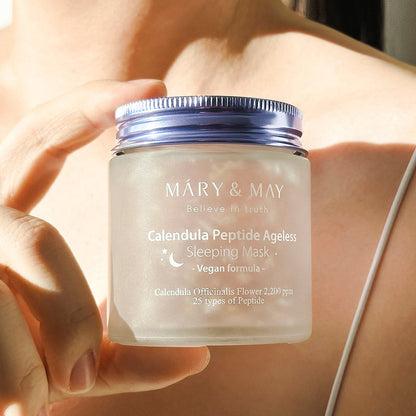 [MARY & MAY] Vegane Calendula-Peptid-Schlafmaske gegen Hautalterung, 110g