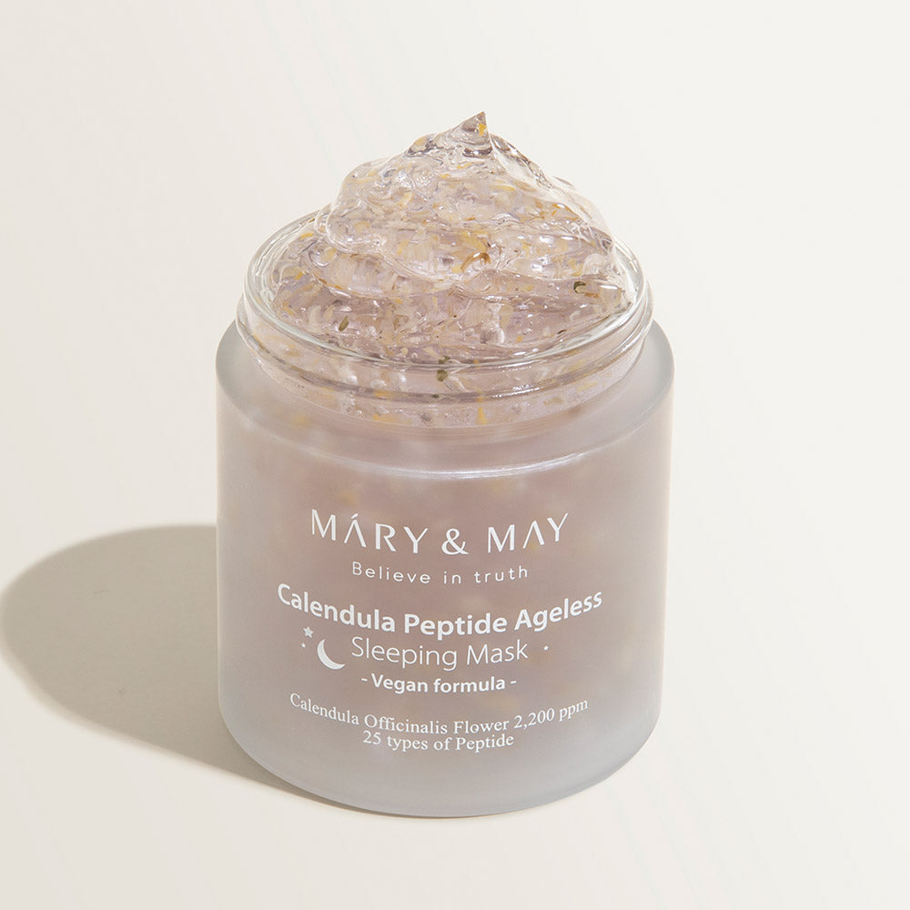 [MARY & MAY] Vegane Calendula-Peptid-Schlafmaske gegen Hautalterung, 110g