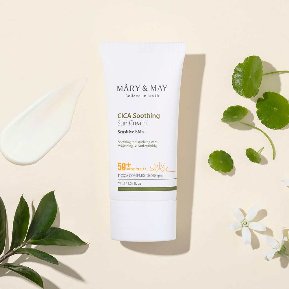 [MARY & MAY] كريم شمسي نباتي مهدئ بخلاصة السيكا SPF50+ PA++++ 50ml