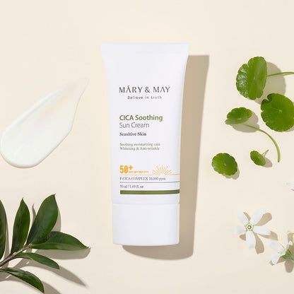 [MARY & MAY] كريم شمسي نباتي مهدئ بخلاصة السيكا SPF50+ PA++++ 50ml