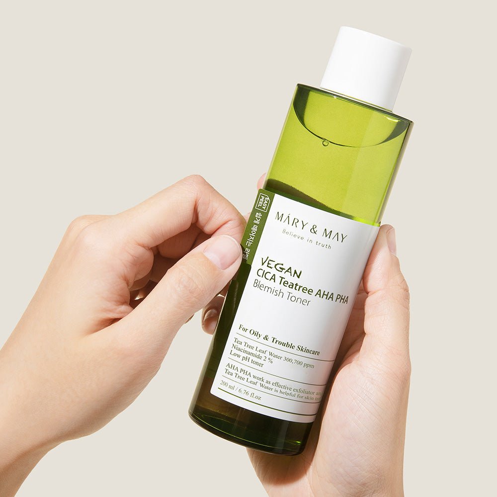 [MARY & MAY] Vegan CICA Tea Tree AHA PHA Blemish Toner 200ml - Daebak