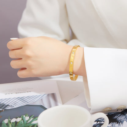 Matching Personalized Zircon Titanium Steel Korean Bracelet - Daebak