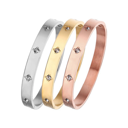 Matching Personalized Zircon Titanium Steel Korean Bracelet - Daebak