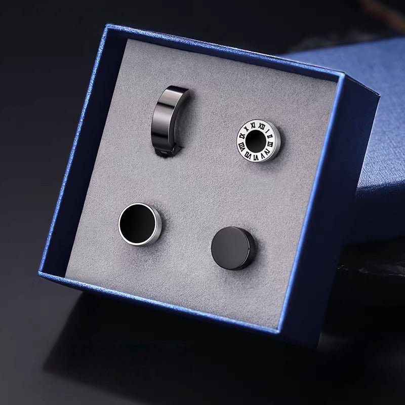 Men's Ear Clips Single Trendy Personal Korean Style Titanium Steel Stud Earrings - Daebak