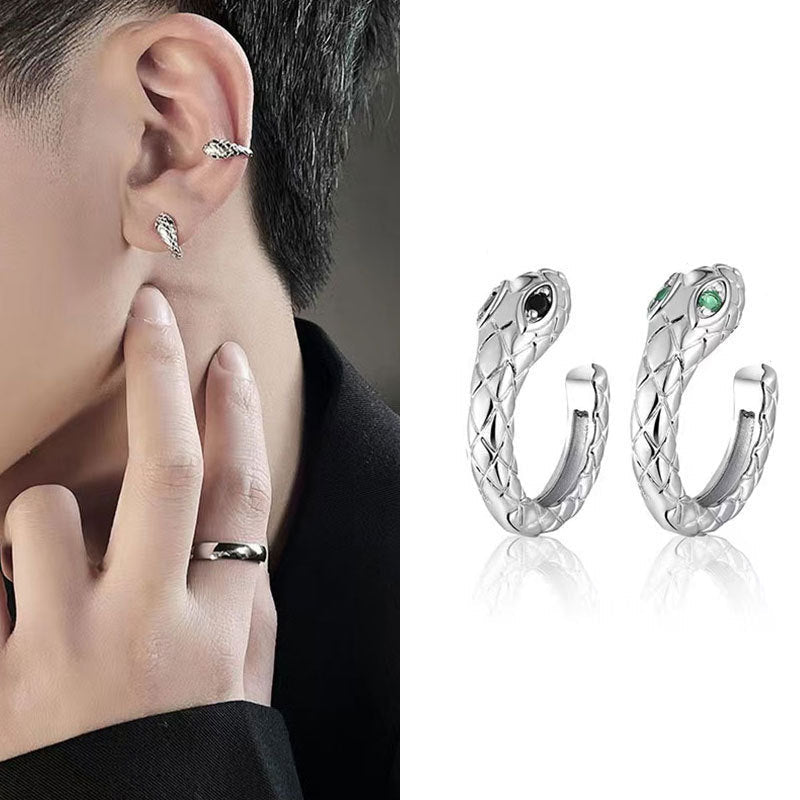 Men's Snake-shaped Single Korean Style Pseudo Pu Ear Clip - Daebak