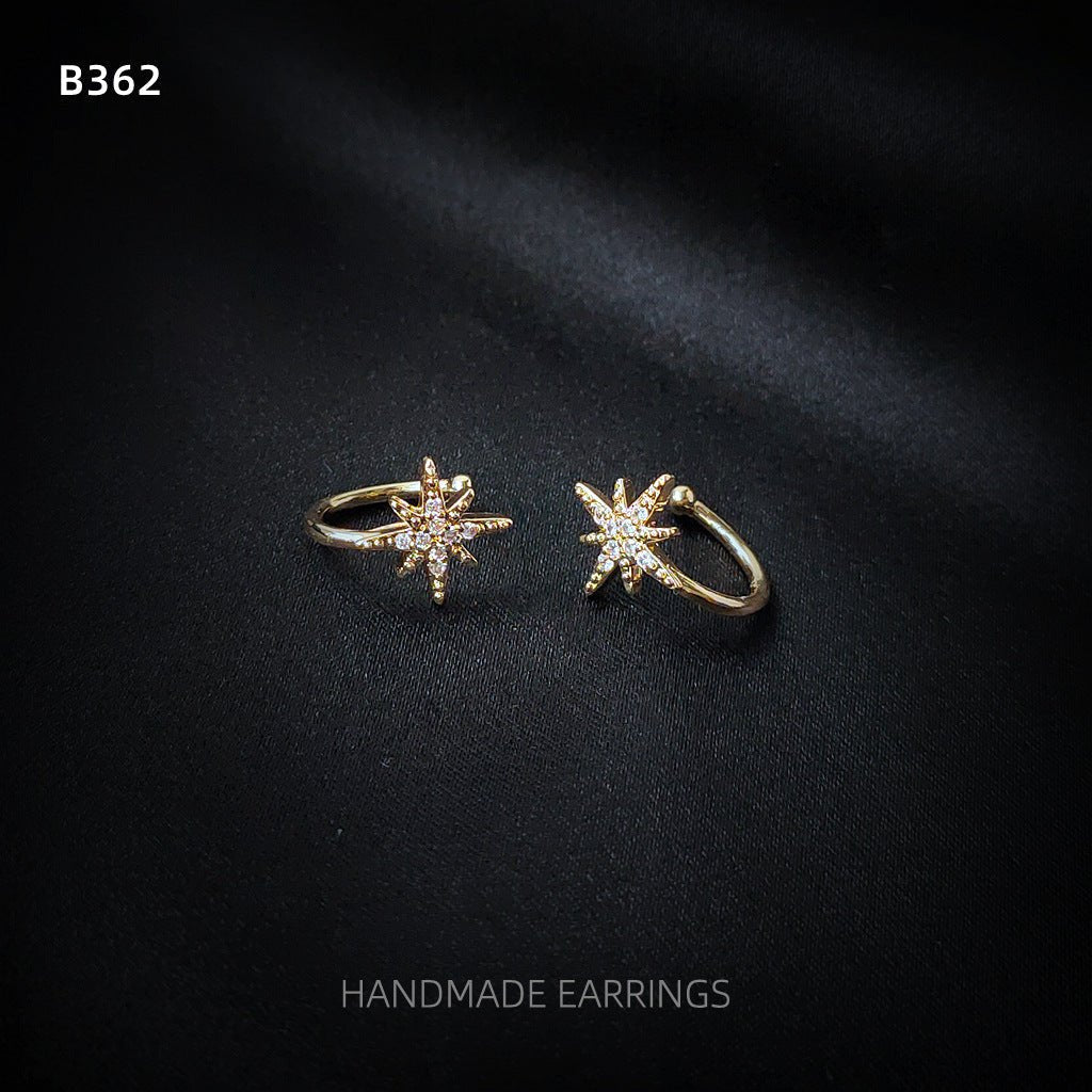 Micro Inlaid Zircon Gold Plated Korean Style Personality Ear Clip - Daebak