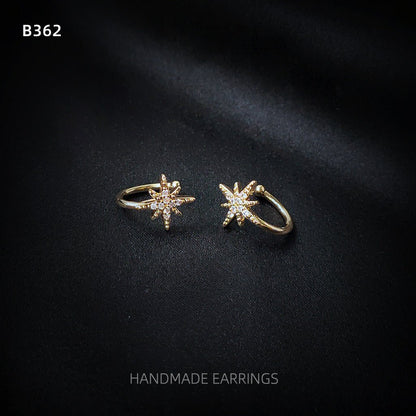 Micro Inlaid Zircon Gold Plated Korean Style Personality Ear Clip - Daebak