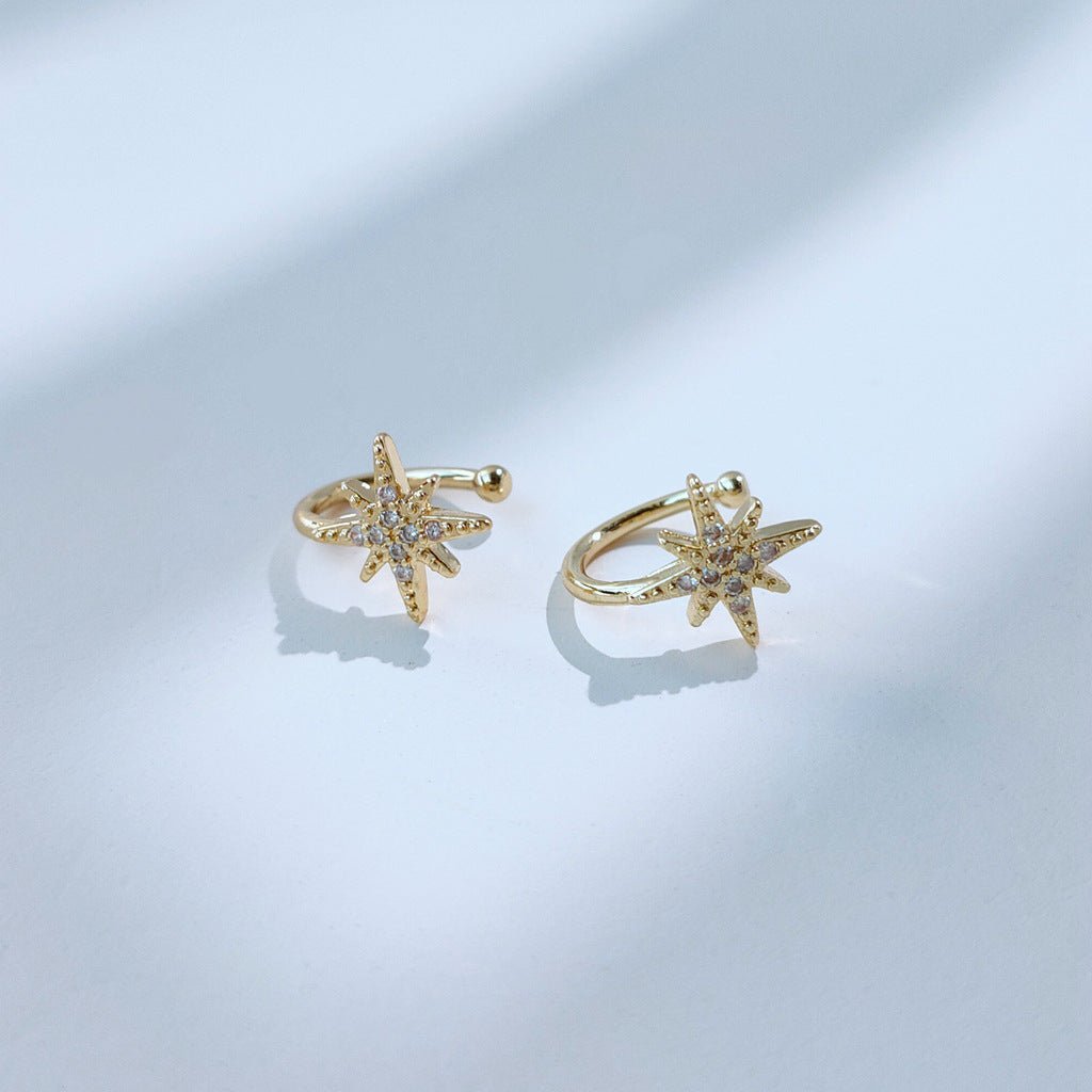 Micro Inlaid Zircon Gold Plated Korean Style Personality Ear Clip - Daebak