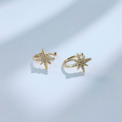 Micro Inlaid Zircon Gold Plated Korean Style Personality Ear Clip - Daebak