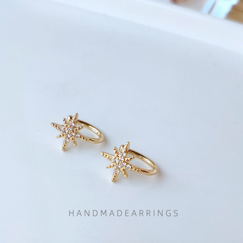 Micro Inlaid Zircon Gold Plated Korean Style Personality Ear Clip - Daebak
