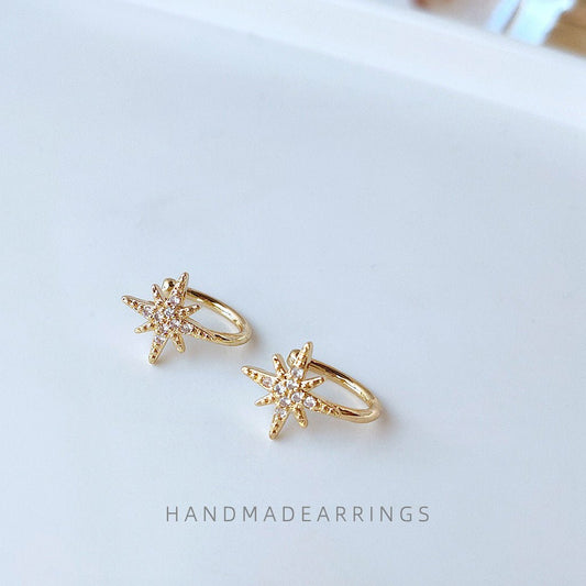 Micro Inlaid Zircon Gold Plated Korean Style Personality Ear Clip - Daebak