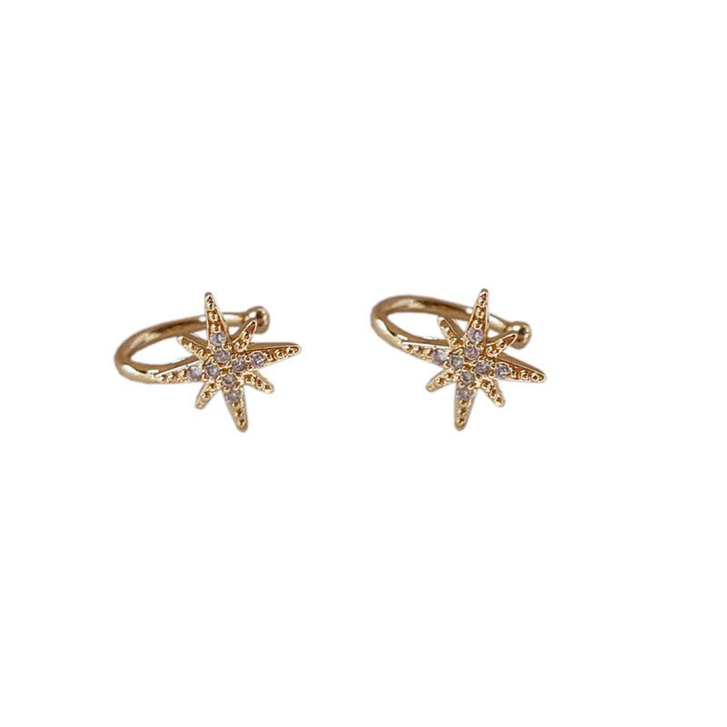 Micro Inlaid Zircon Gold Plated Korean Style Personality Ear Clip - Daebak