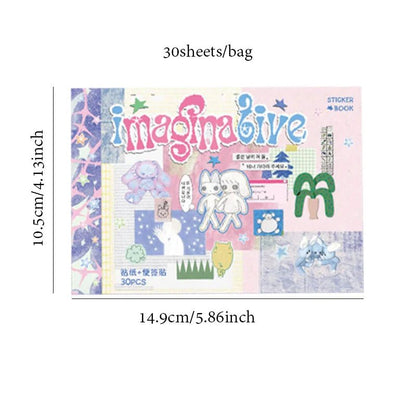 Mr. Paper Duplex Sticker Book 30 Sheets | Korean Cute Style Creative Handbook Material - Daebak