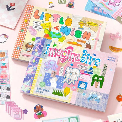 Mr. Paper Duplex Sticker Book 30 Sheets | Korean Cute Style Creative Handbook Material - Daebak
