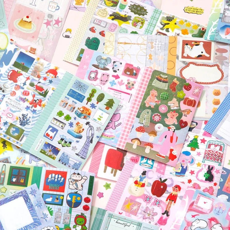 Mr. Paper Duplex Sticker Book 30 Sheets | Korean Cute Style Creative Handbook Material - Daebak