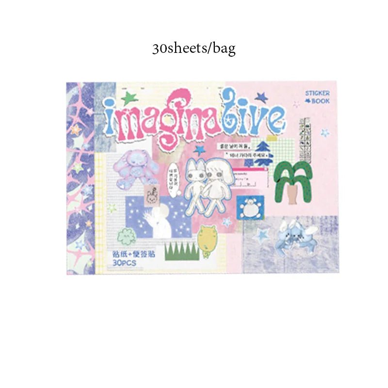 Mr. Paper Duplex Sticker Book 30 Sheets | Korean Cute Style Creative Handbook Material - Daebak