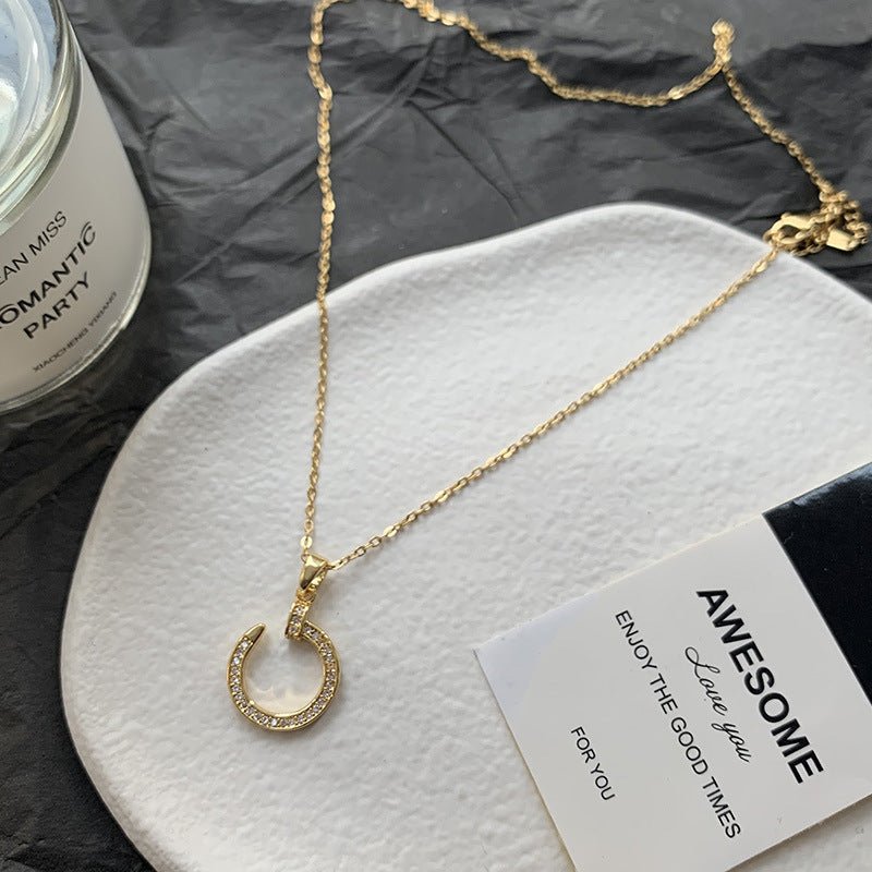 Nail Female Titanium Steel Rose Gold Necklaces - Daebak