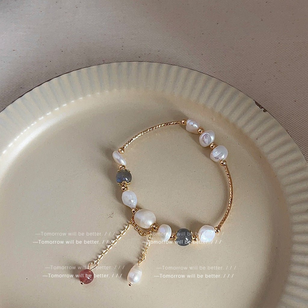 Natural Pearl Retro Minority Moonstone Graceful Bracelets - Daebak