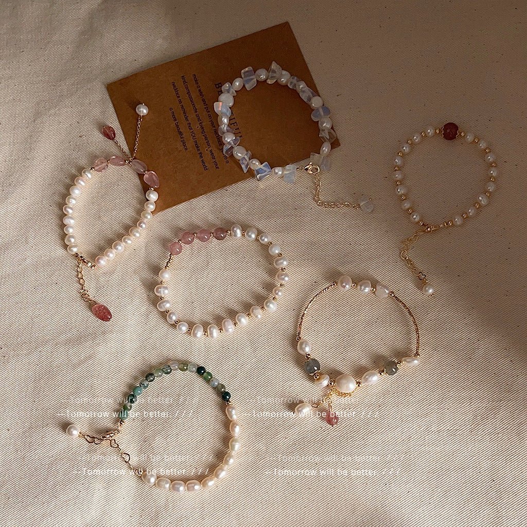 Natural Pearl Retro Minority Moonstone Graceful Bracelets - Daebak
