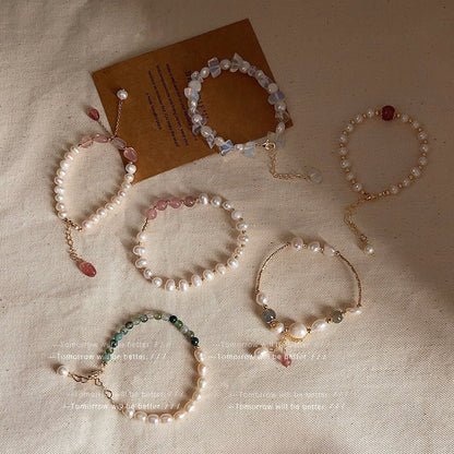 Natural Pearl Retro Minority Moonstone Graceful Bracelets - Daebak