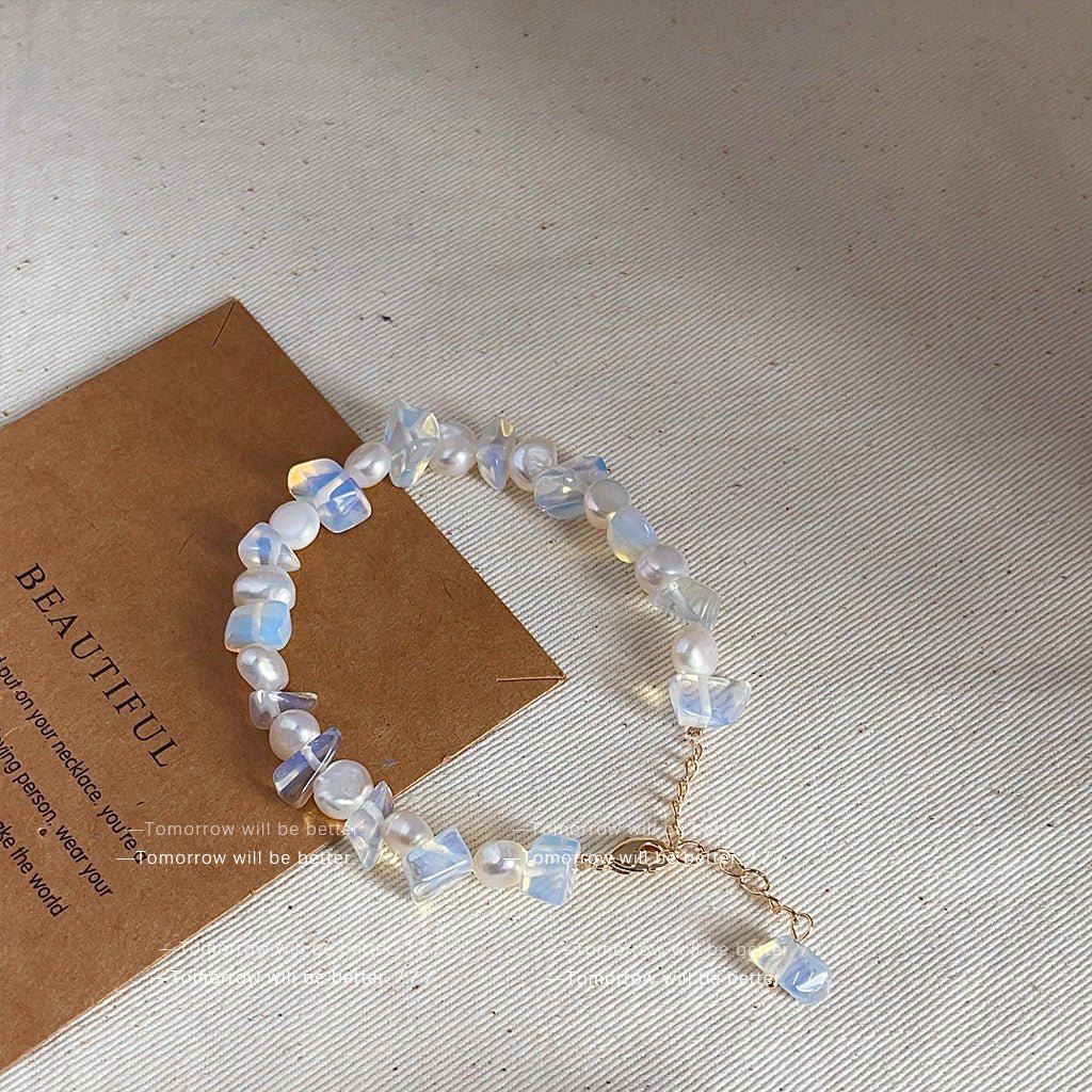 Natural Pearl Retro Minority Moonstone Graceful Bracelets - Daebak