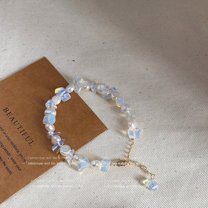 Natural Pearl Retro Minority Moonstone Graceful Bracelets - Daebak