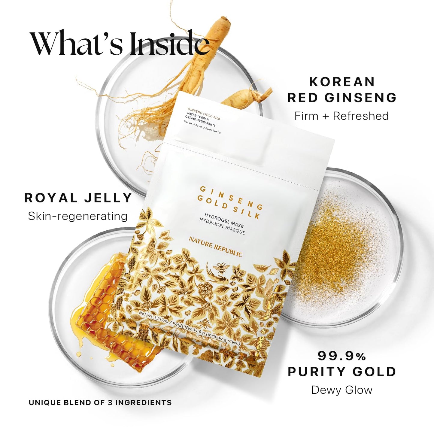 Nature Republic Ginseng Gold Silk Hydrogel Mask 4ea - Daebak
