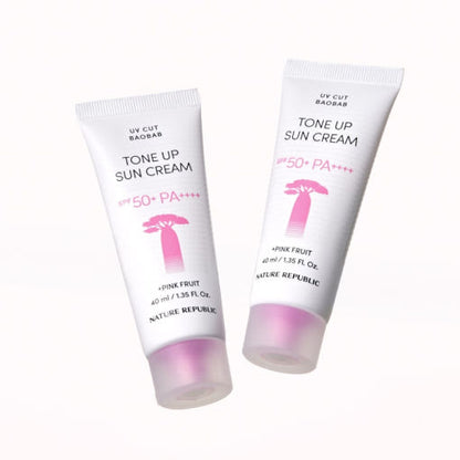 [NATURE REPUBLIC] Creme Solar Tone Up UV CUT de Baobá SPF50+ PA++++ 40ml+40ml