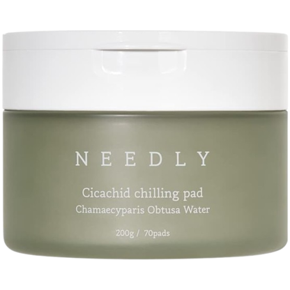 NEEDLY Cicachid Chilling Pad – Soothing & Pore Refining Toning Pads for Sensitive & Acne-Prone Skin (70 Pads) - Daebak