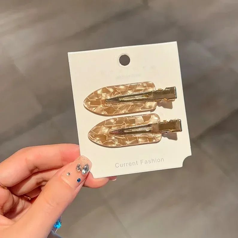 New 2/3/4pcs Korean Fashion Gold White Glitter Hair Pin Acetate Make Up Hair Clips Headwear Girls Women Hair Accessories - Daebak