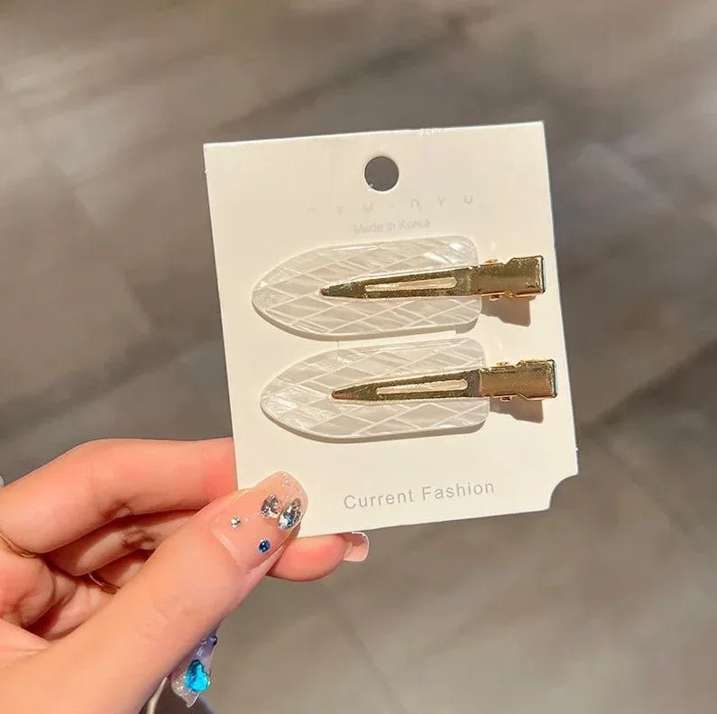 New 2/3/4pcs Korean Fashion Gold White Glitter Hair Pin Acetate Make Up Hair Clips Headwear Girls Women Hair Accessories - Daebak