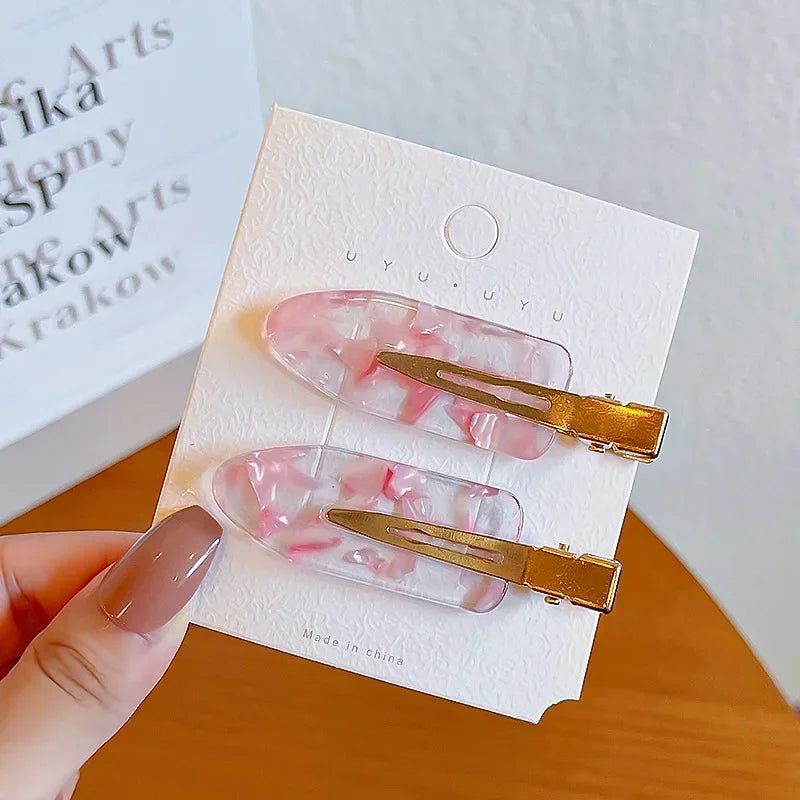 New 2/3/4pcs Korean Fashion Gold White Glitter Hair Pin Acetate Make Up Hair Clips Headwear Girls Women Hair Accessories - Daebak