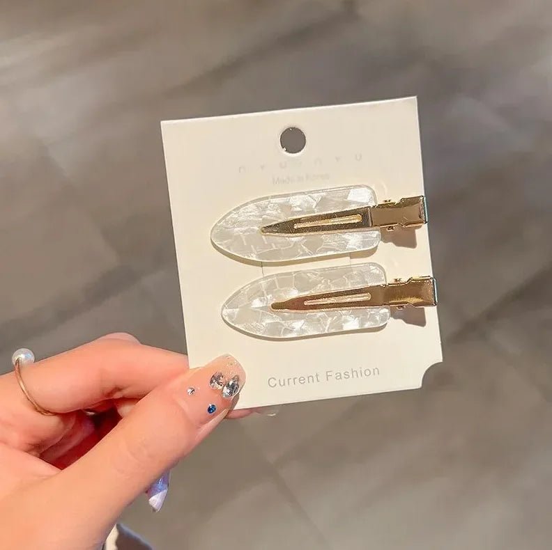 New 2/3/4pcs Korean Fashion Gold White Glitter Hair Pin Acetate Make Up Hair Clips Headwear Girls Women Hair Accessories - Daebak