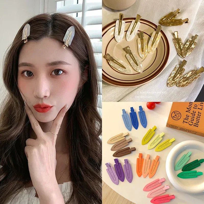 New 2/3/4pcs Korean Fashion Gold White Glitter Hair Pin Acetate Make Up Hair Clips Headwear Girls Women Hair Accessories - Daebak