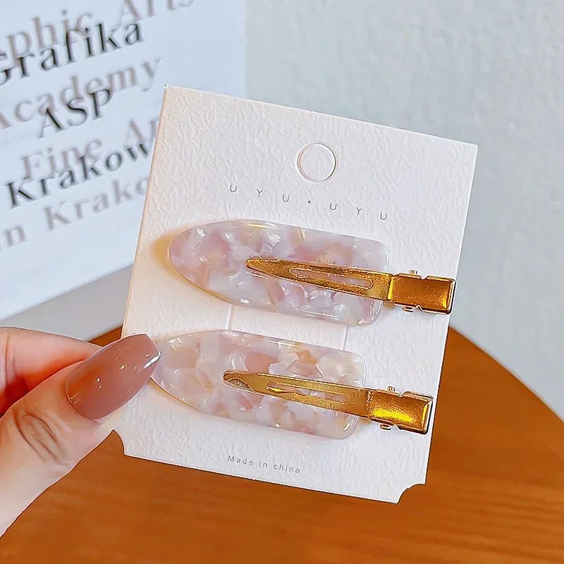 New 2/3/4pcs Korean Fashion Gold White Glitter Hair Pin Acetate Make Up Hair Clips Headwear Girls Women Hair Accessories - Daebak