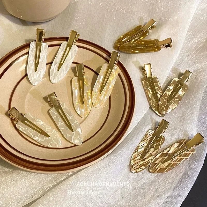 New 2/3/4pcs Korean Fashion Gold White Glitter Hair Pin Acetate Make Up Hair Clips Headwear Girls Women Hair Accessories - Daebak