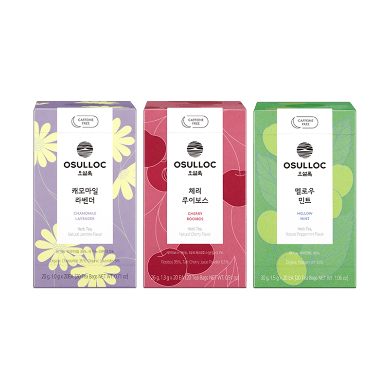 OSULLOC Herbal Tea Life Set (60 count, 3 flavors X 20ea) - Daebak