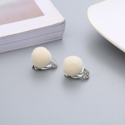Pair Candy Color Korean Cute Wool Ball Ear Clip - Daebak