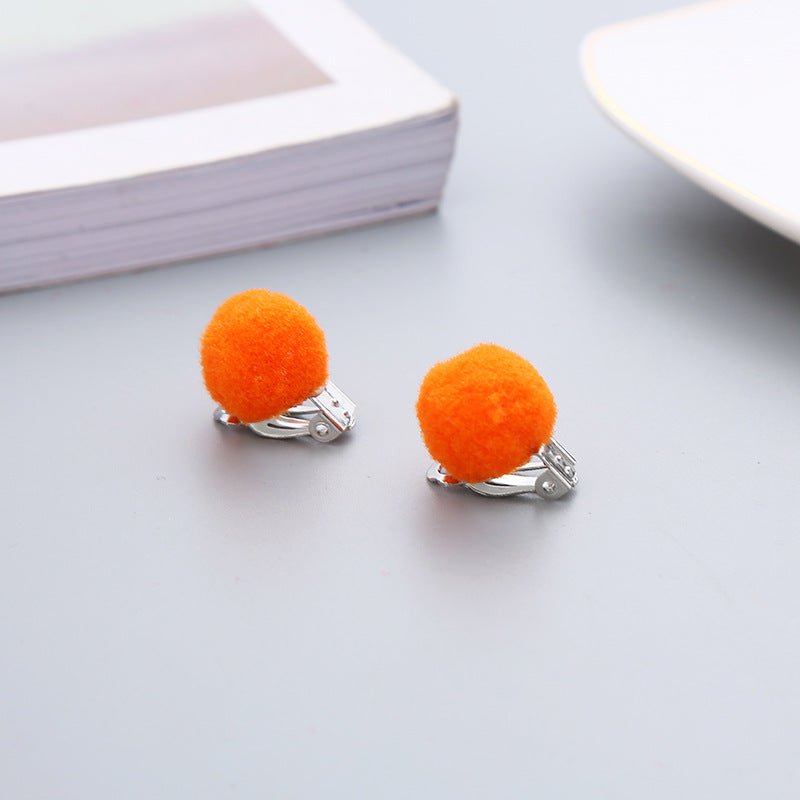 Pair Candy Color Korean Cute Wool Ball Ear Clip - Daebak