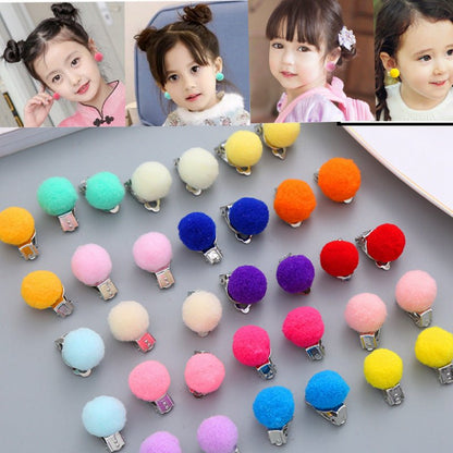 Pair Candy Color Korean Cute Wool Ball Ear Clip - Daebak